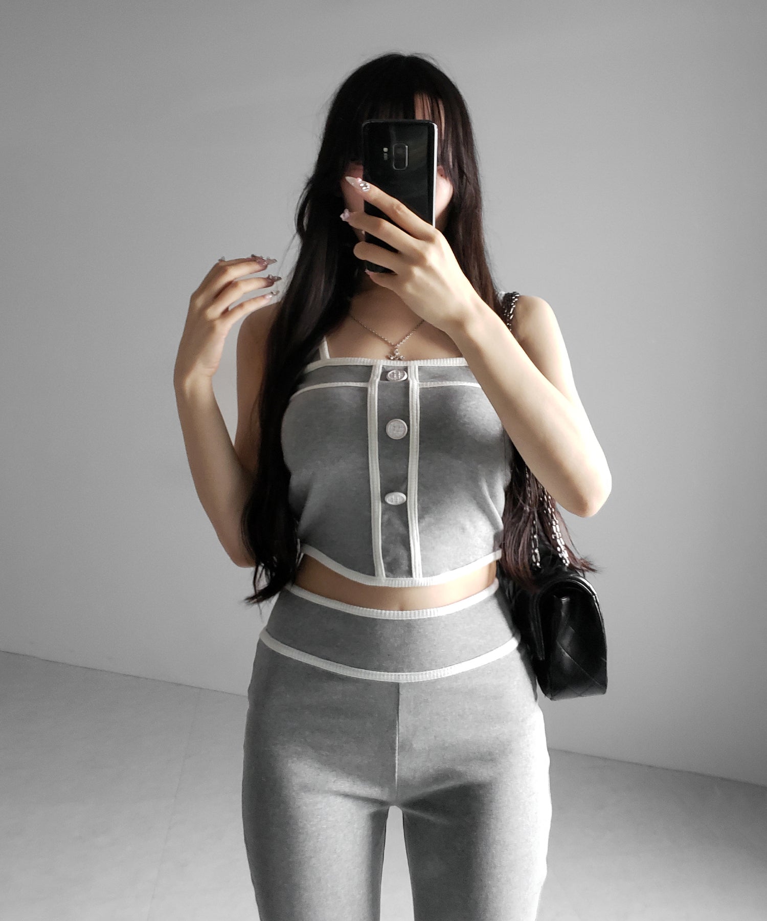 【 セットアップ】フロントボタンパイピングビスチェ+ フレアパンツ SET / 【 SETUP 】front button piping buister + flare pants SET