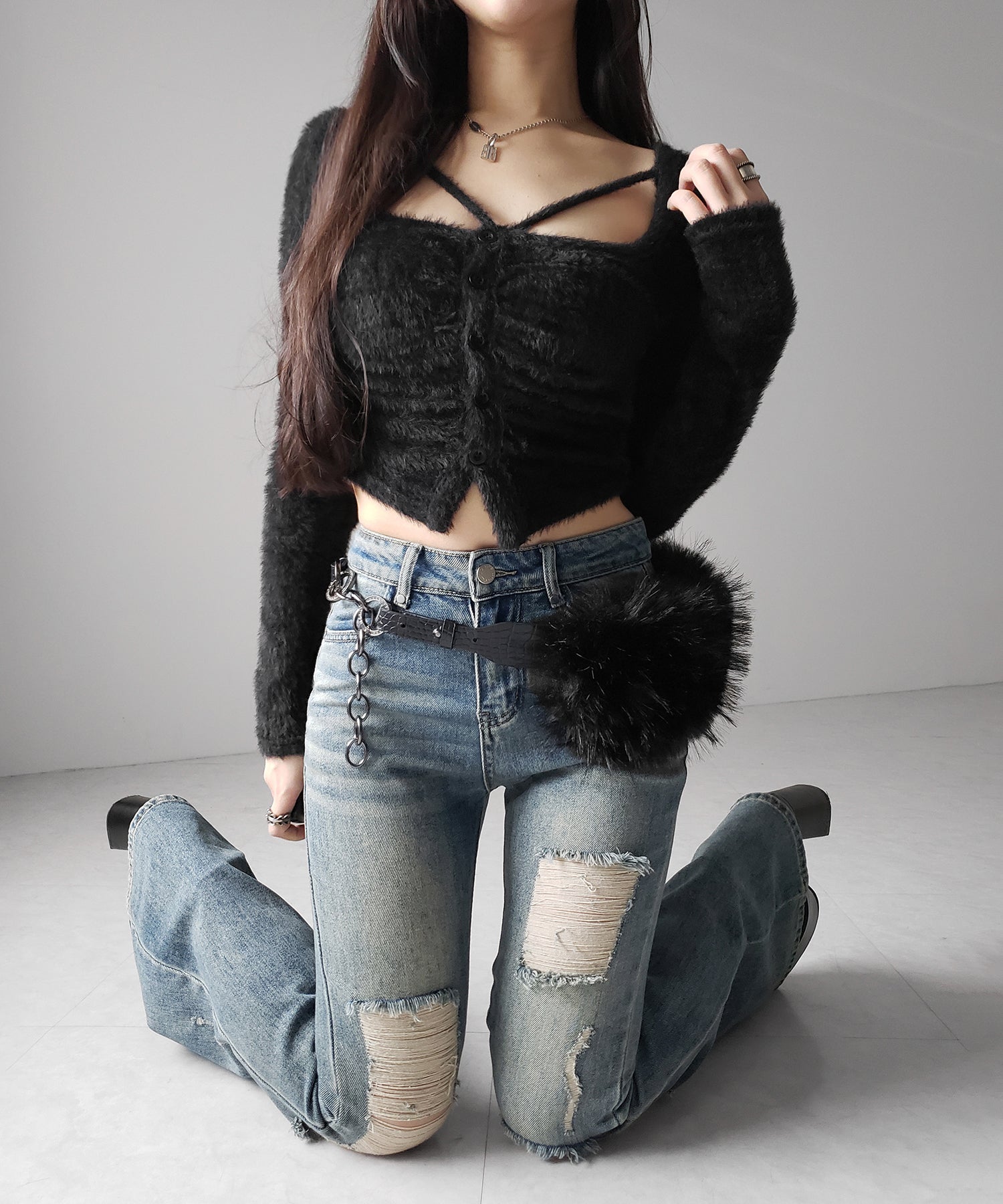 クラッシュダメージヴィンテージフレアデニム / crush damage vintage flare denim