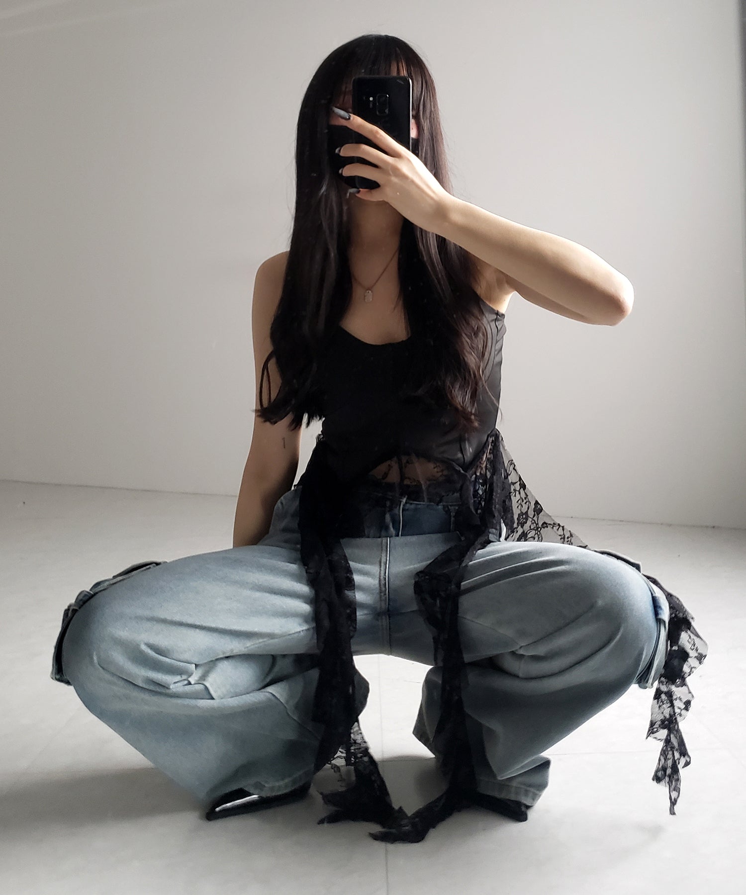 【 2color 】レースフリルレイヤードビスチェキャミソール / lace frill layered bustier camisole