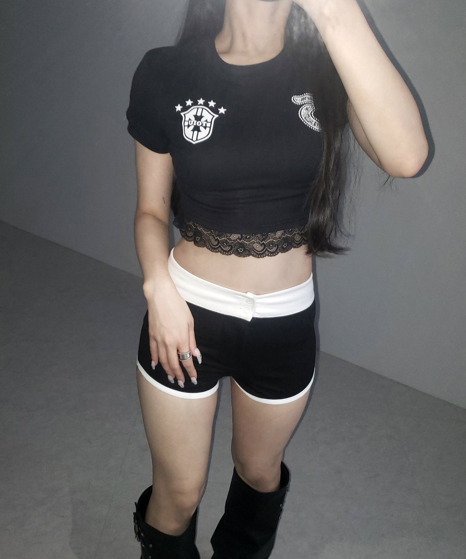 【 2color /2size 】バイカラーマイクロミニスパンショートパンツ / bicolor micro mini span short pants