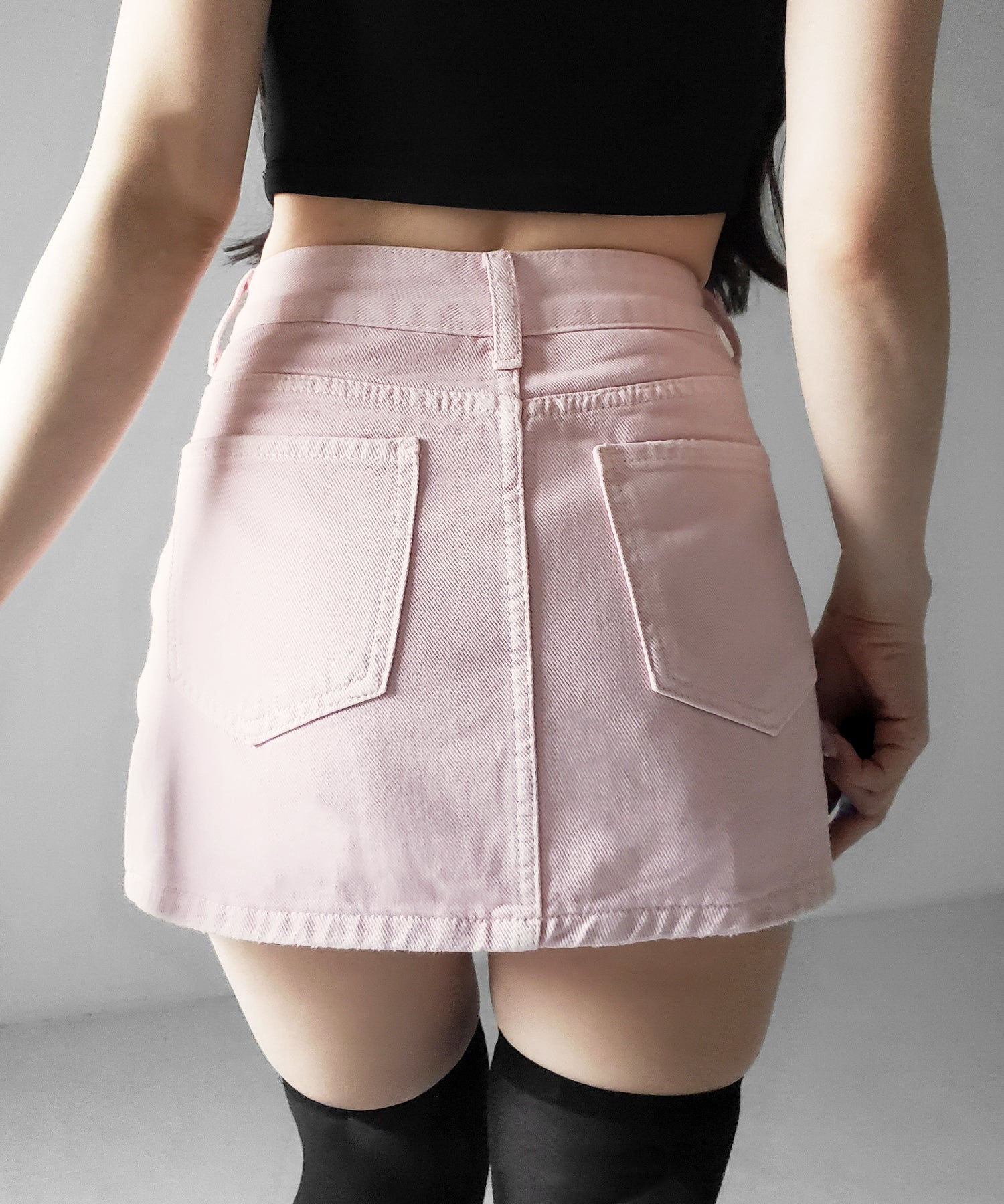 【 インパン裏地付き 】ヴィンテージピンクレイヤードデニムミニスカート / vintage pink denim mini skirt