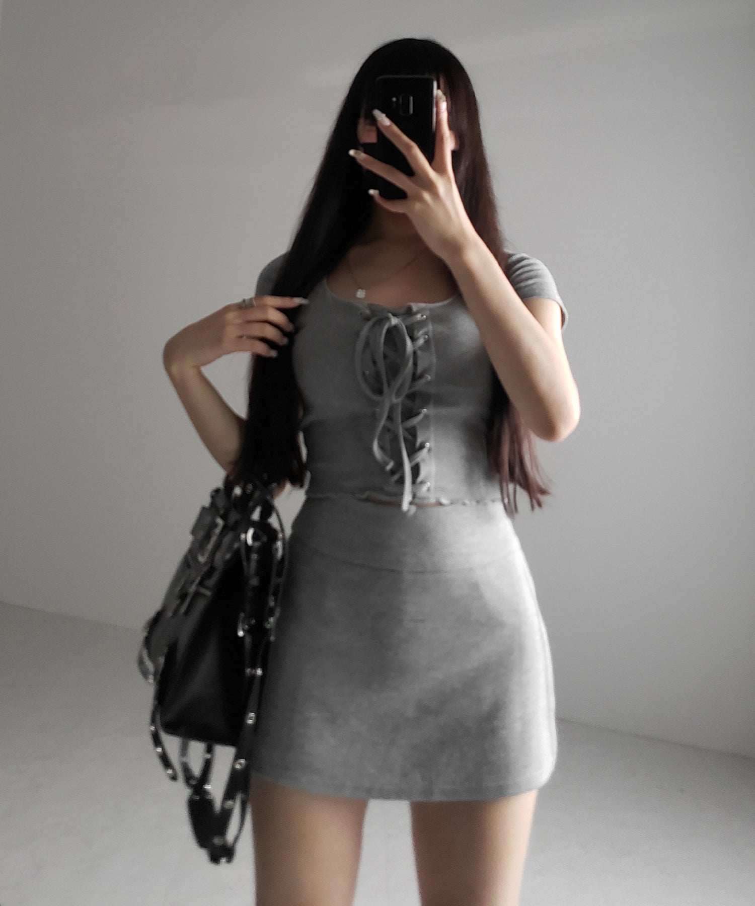 【 2color / 3size 】サイドスリットレイヤードスウェットミニスカパン / side slit layered sweat mini skirt pants