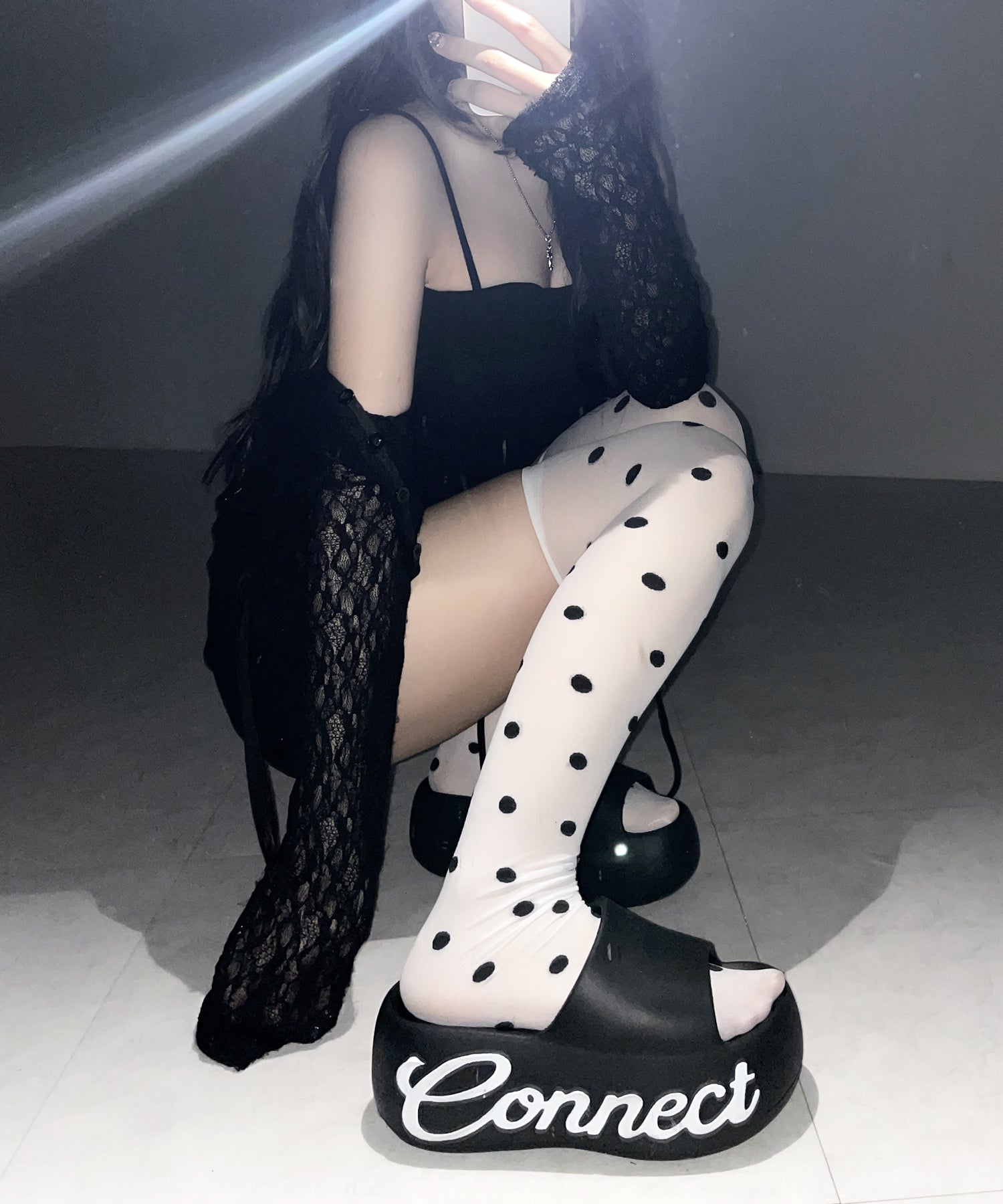 ドットニーハイシアーハイソックス / Dot knee high sheer high socks