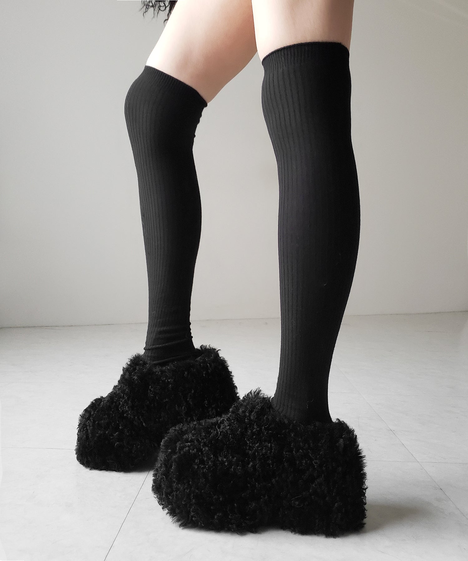 厚底テディボアサボサンダル / platform teddy boa sabo sandals