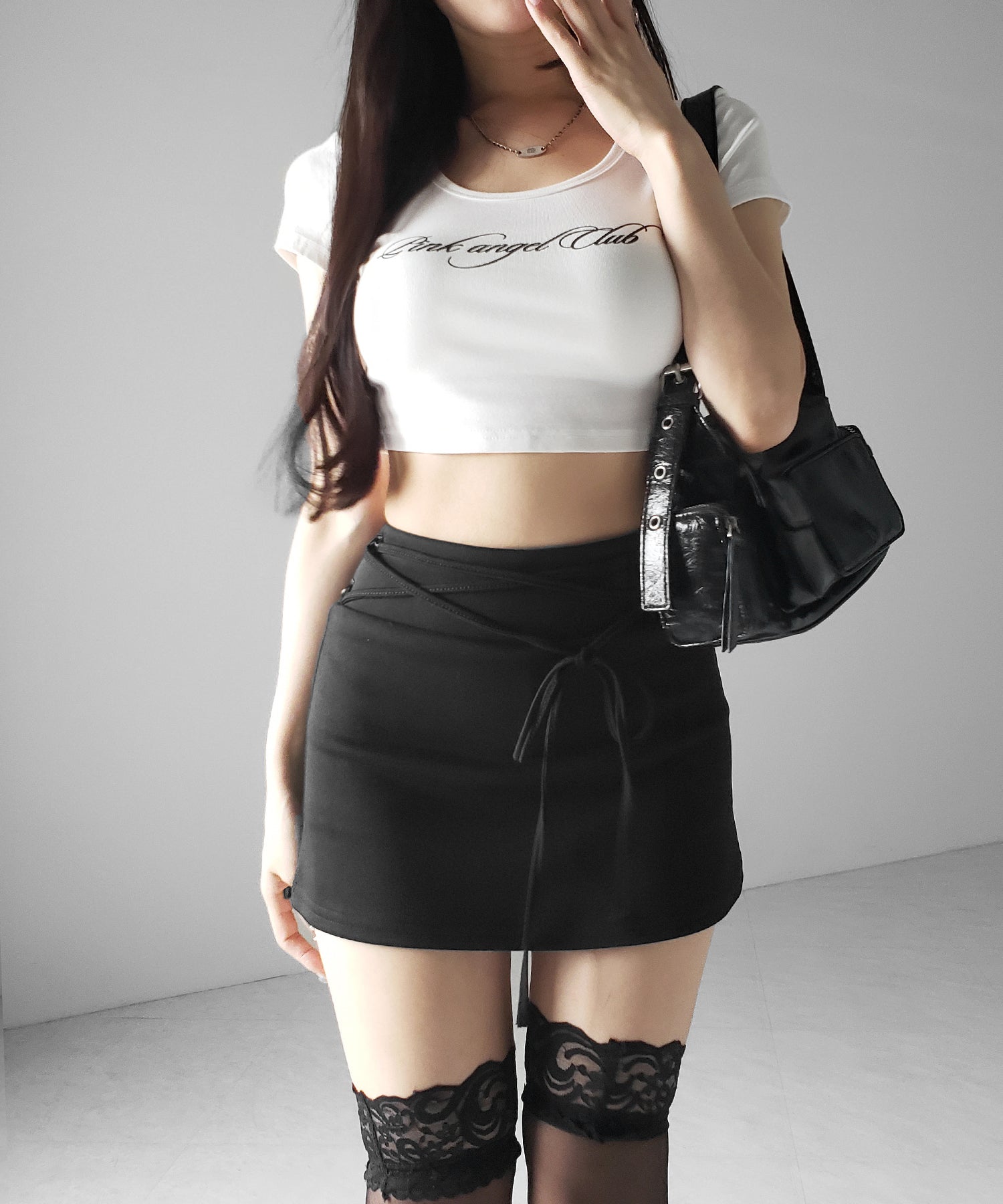 【 インパン裏地付き 】ストリングリボンミニスカート / string ribbon mini skirt