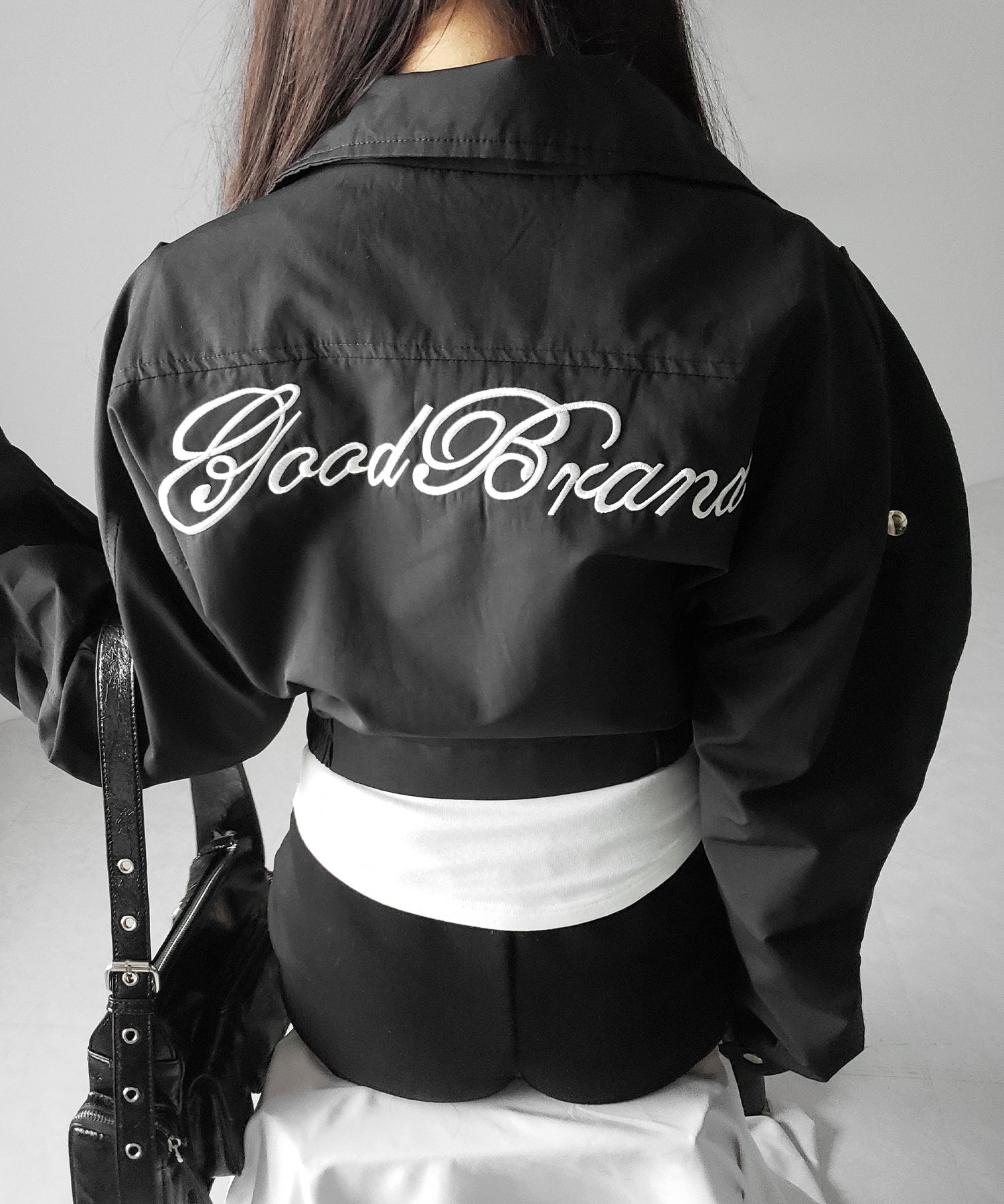 レタリングバックロゴスタンドカラーショートブルゾン / lettering back logo stand collar short blouson