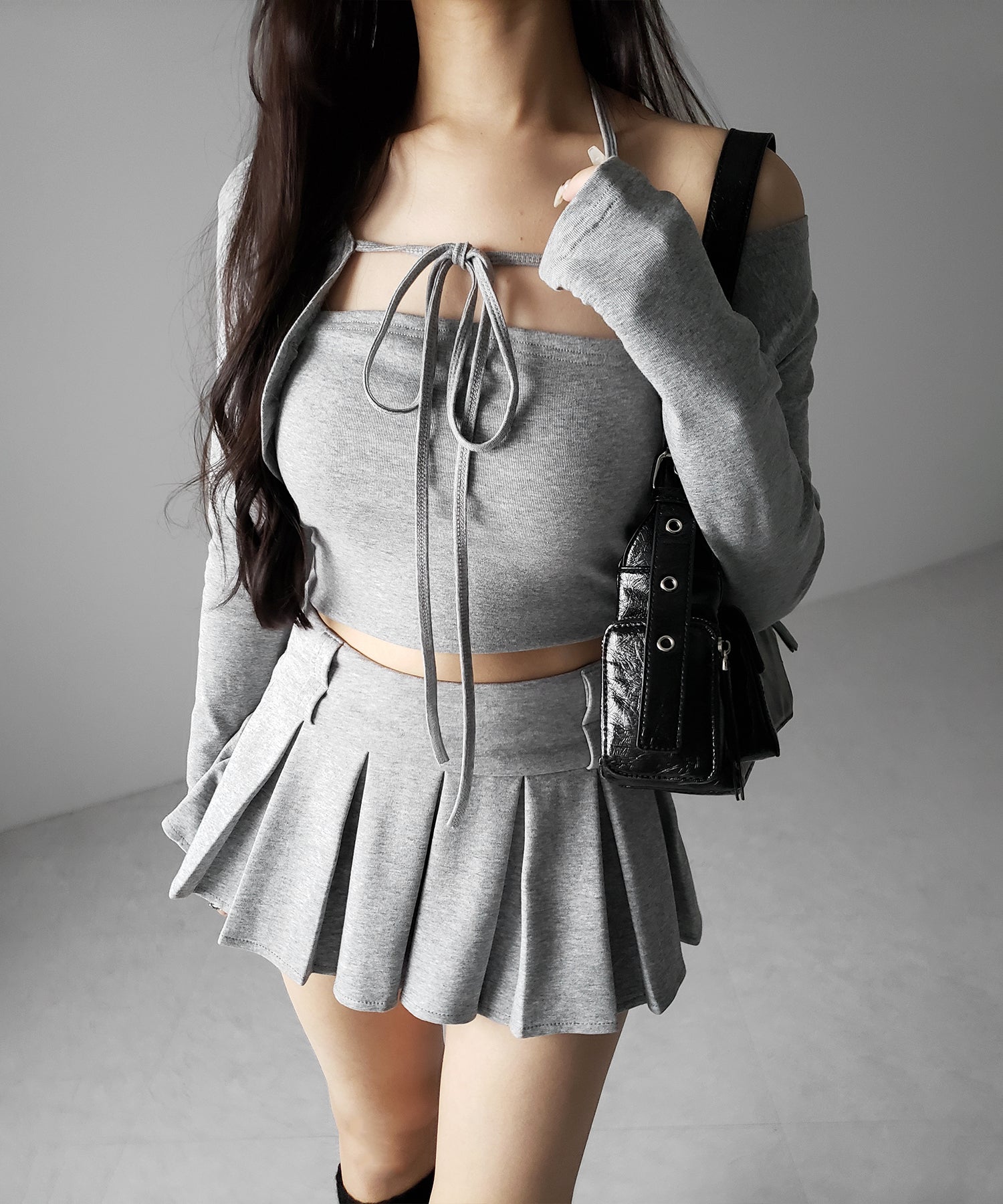 【 インパン裏地付 】プリーツスウェットマイクロミニスカパン / plests sweat micro mni skirt pants