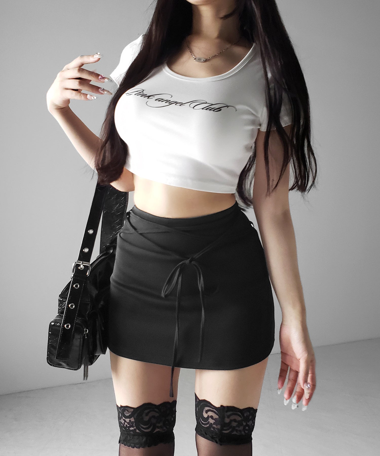 【 インパン裏地付き 】ストリングリボンミニスカート / string ribbon mini skirt