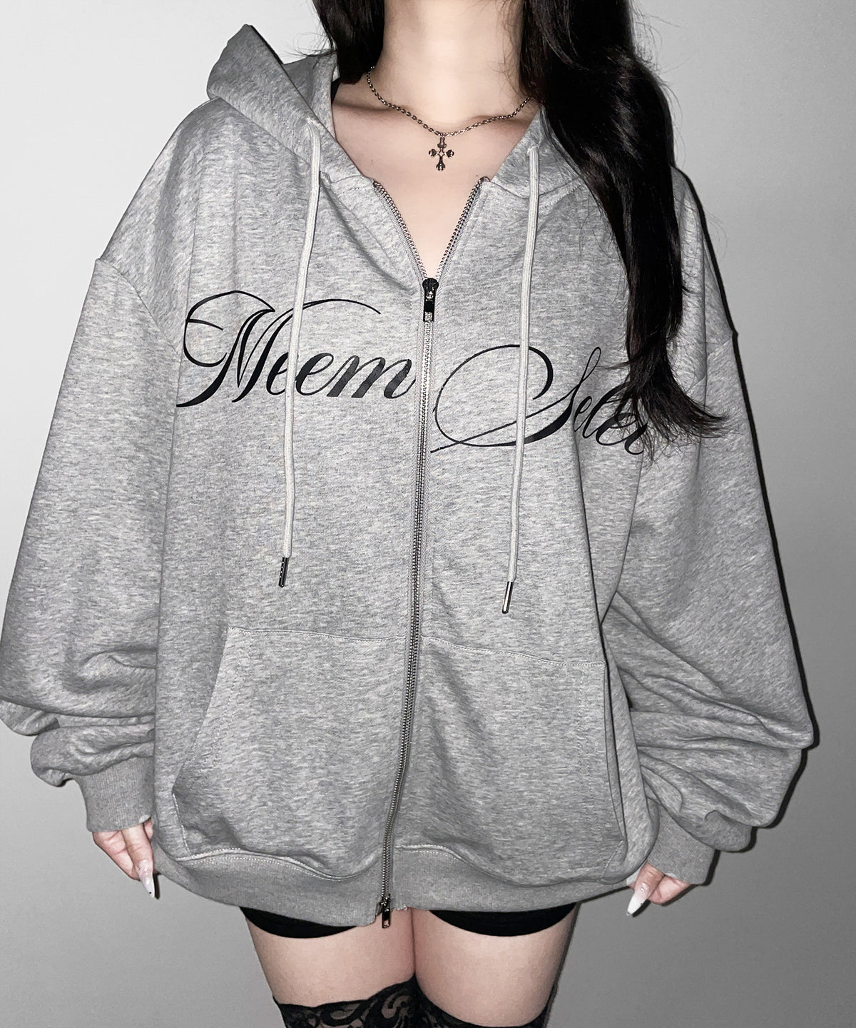 【 セットアップ可能 】レタリングロゴプリントダブルジップビッグパーカー / lettering logo print double zip BIG hoodie