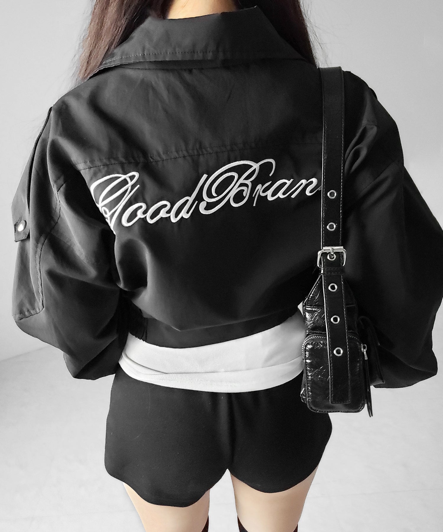 レタリングバックロゴスタンドカラーショートブルゾン / lettering back logo stand collar short blouson
