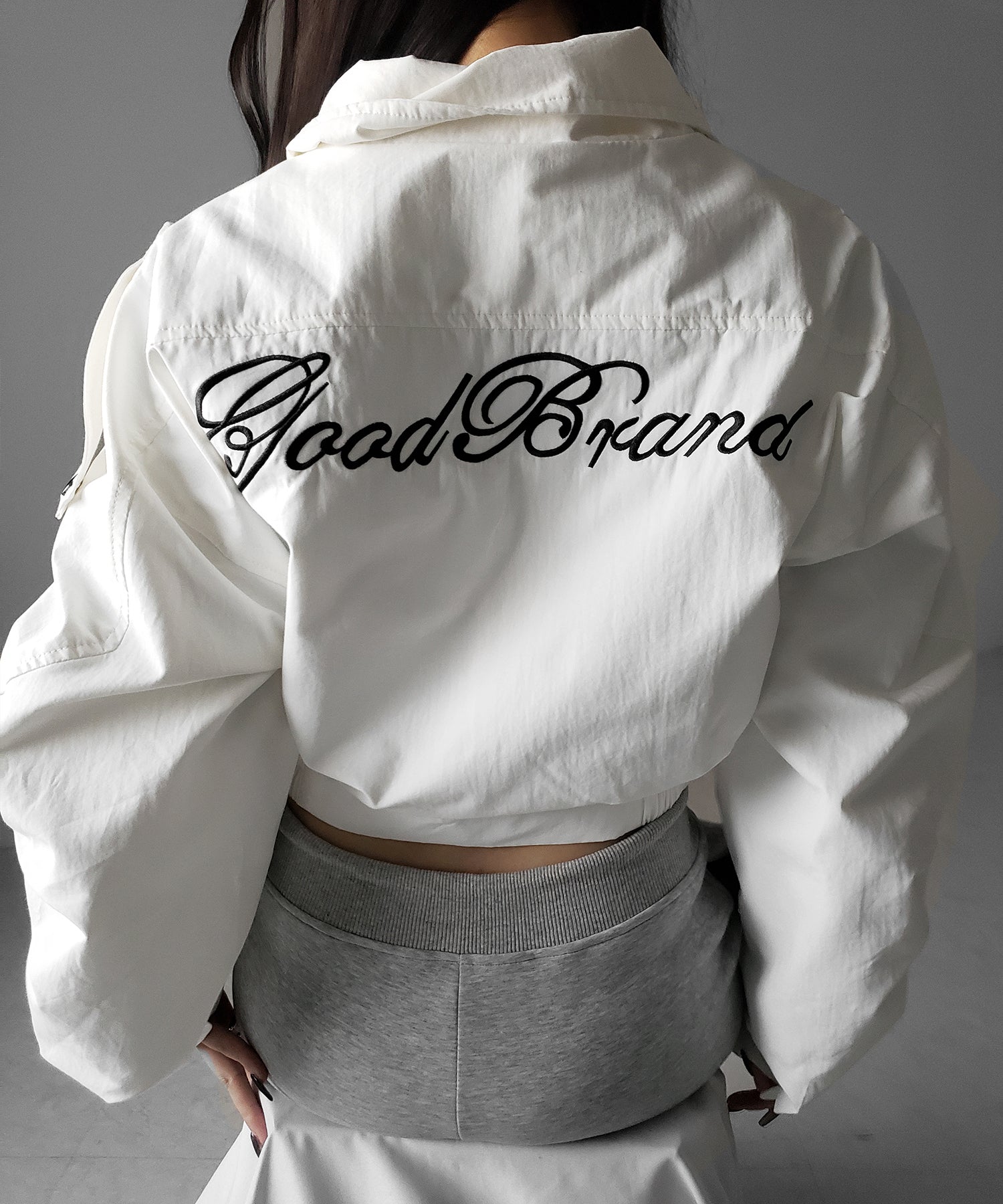 レタリングバックロゴスタンドカラーショートブルゾン / lettering back logo stand collar short blouson