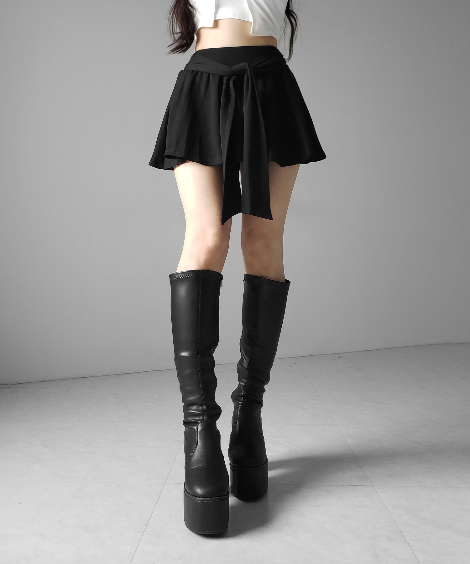 ラップレイヤードフレアミニスカパン / wrap layered flare mini skirt pants