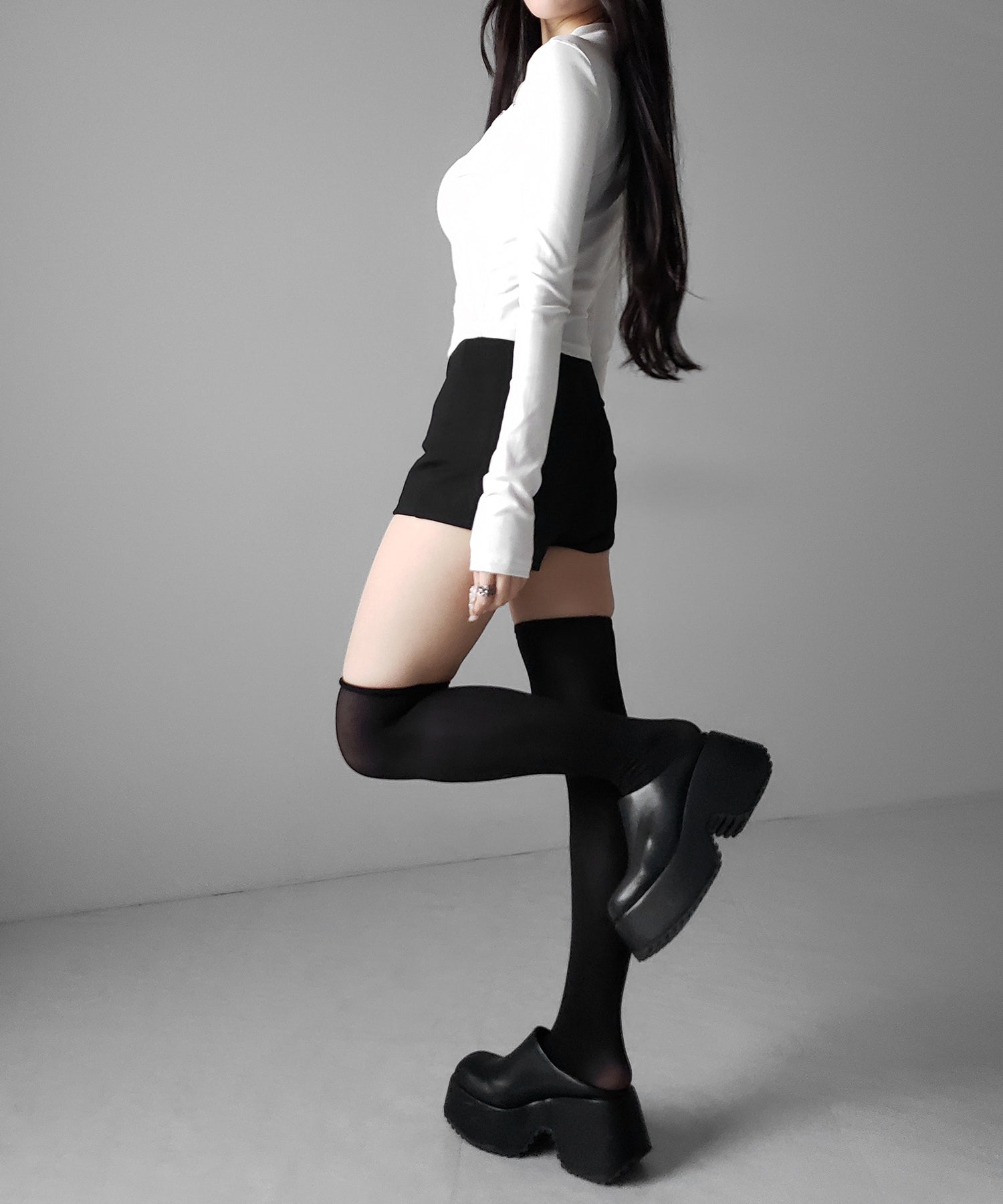 ダブルジップバイカースリムトップス / double zip biker slim tops