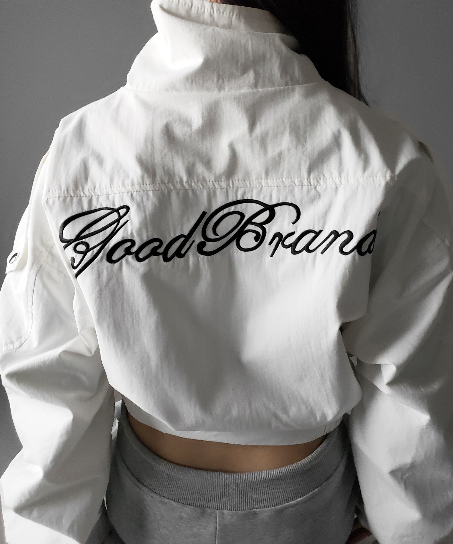 レタリングバックロゴスタンドカラーショートブルゾン / lettering back logo stand collar short blouson