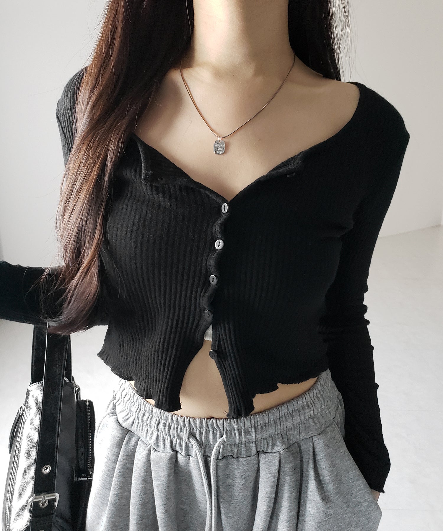 【 2点セット 】レイヤードレースシアーリブカットソーカーディガン / layered lace sheer rib cut and sew cardigan
