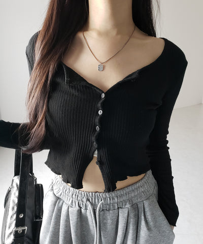 【 2点セット 】レイヤードレースシアーリブカットソーカーディガン / layered lace sheer rib cut and sew cardigan