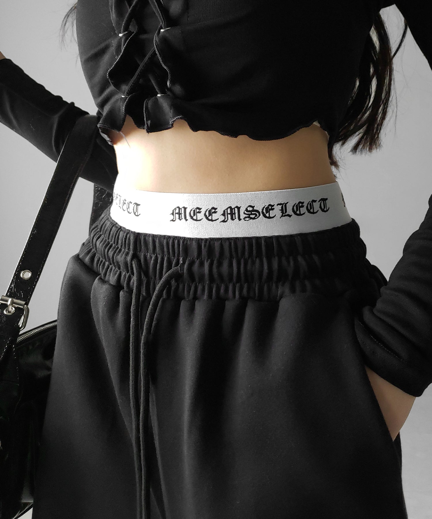 ウエストグランジロゴスウェットワイドパンツ / waist grunge logo sweat wide pants