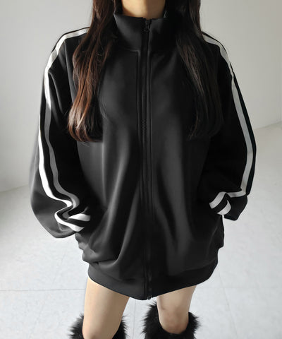 【 無地/配色を選べる2color 】サイドラインオーバーサイズトラックジャケット / sideline oversize track jacket