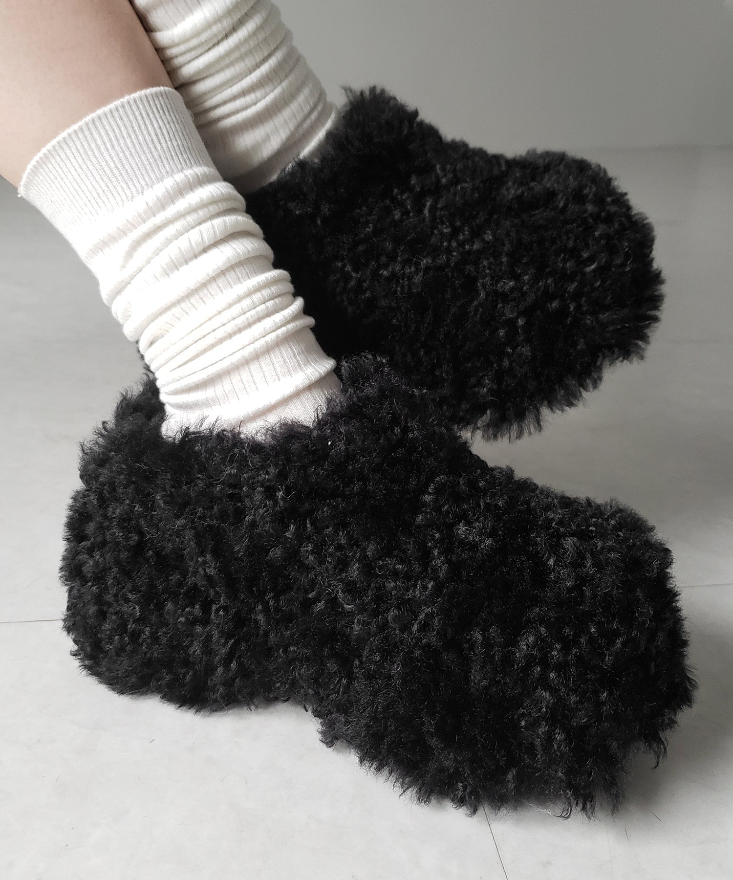 厚底テディボアサボサンダル / platform teddy boa sabo sandals