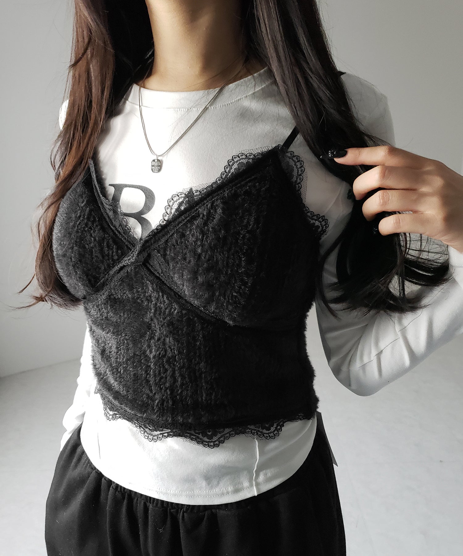 【 カップ付き 】シャギーファーショートビスチェキャミソール / shaggy fur short bustier camisole