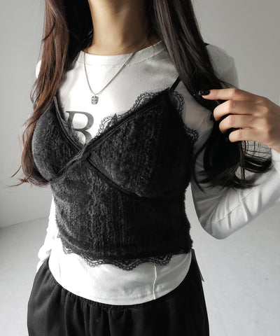 【 カップ付き 】シャギーファーショートビスチェキャミソール / shaggy fur short bustier camisole