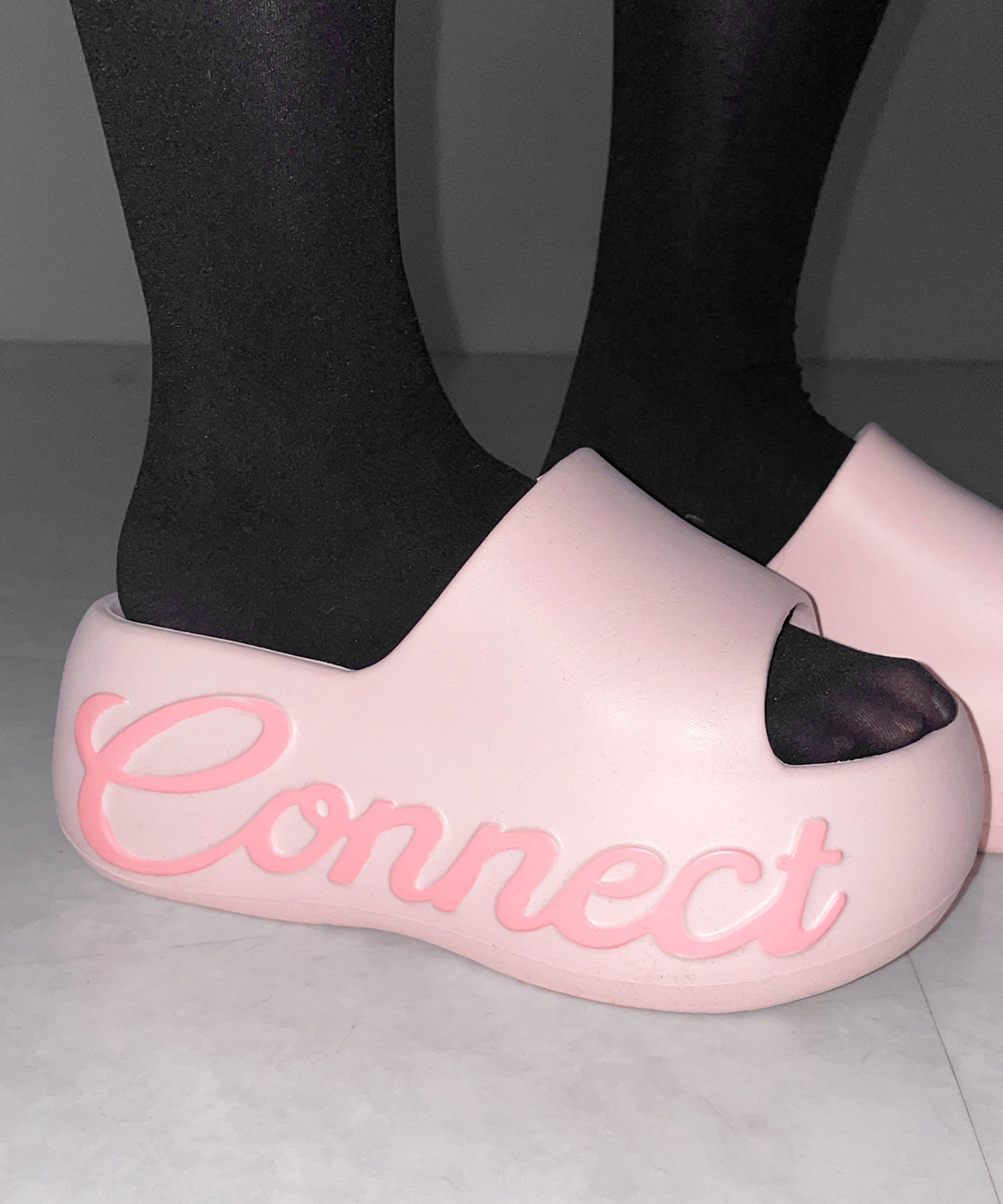 レタリングロゴ厚底スライドサンダル / lettering logo platform slide sandals