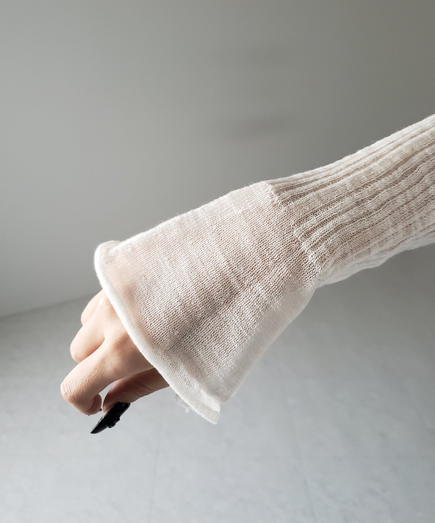 【 2color 】フロントリボンシアーニットショートカーディガン / front ribbon sheer knit short cardigan