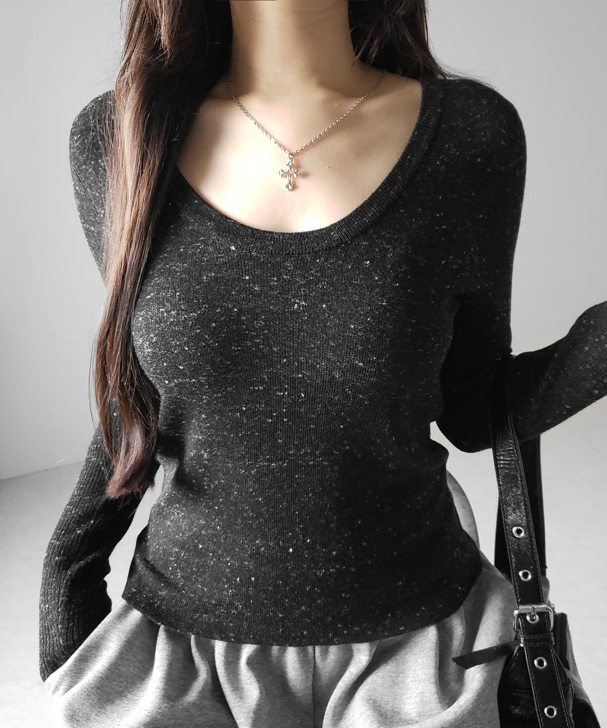 メランジネップルーズニットトップス / melange nep loose knit tops
