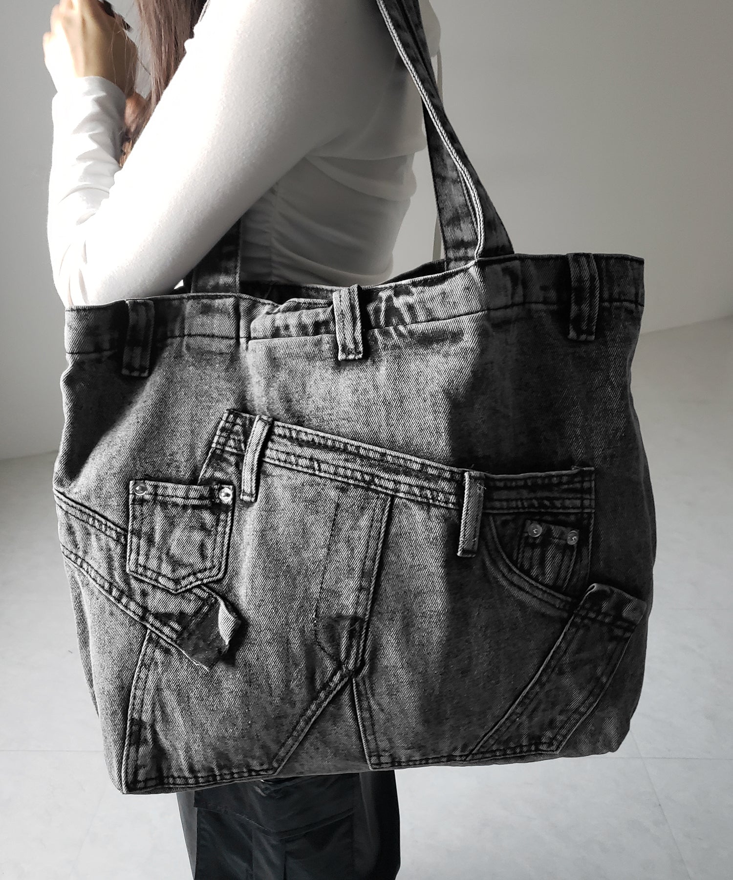ヴィンテージドッキングウォッシュデニムバッグ / vintage docking washed denim bag