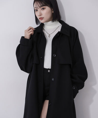 【 ウエストマークベルトSET 】2WAY ステンカラーレディメルトンロングコート / 2WAY soutien collar lady melton long coat