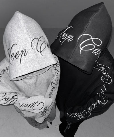 レタリングロゴ刺繍オーバースウェットパーカー /lettering logo embroidery over sweat hoodie