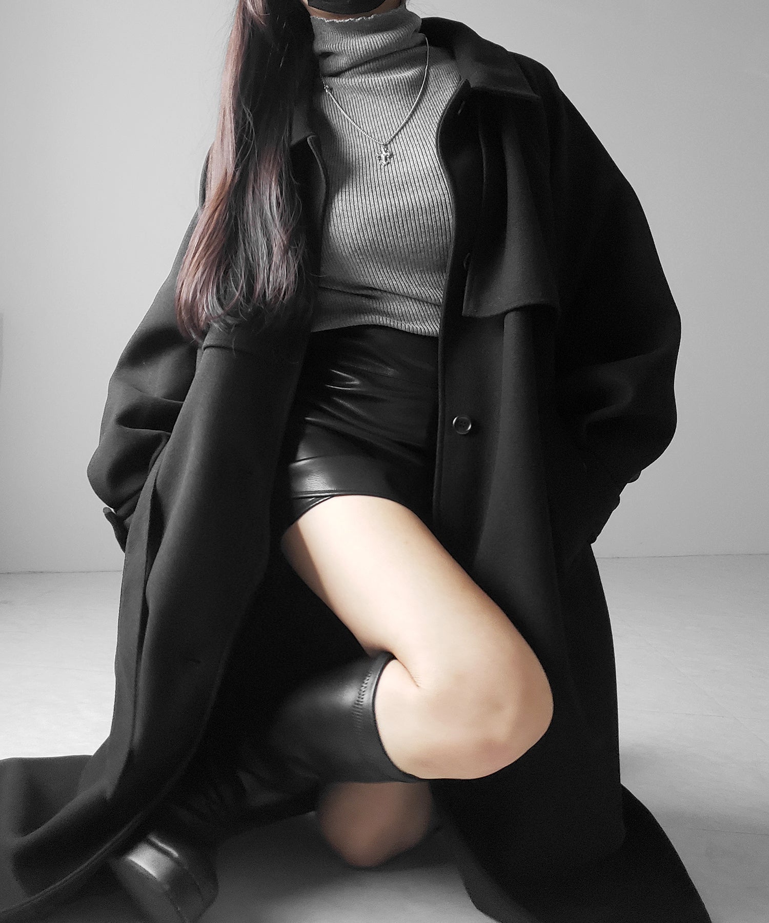 【 ウエストマークベルトSET 】2WAY ステンカラーレディメルトンロングコート / 2WAY soutien collar lady melton long coat