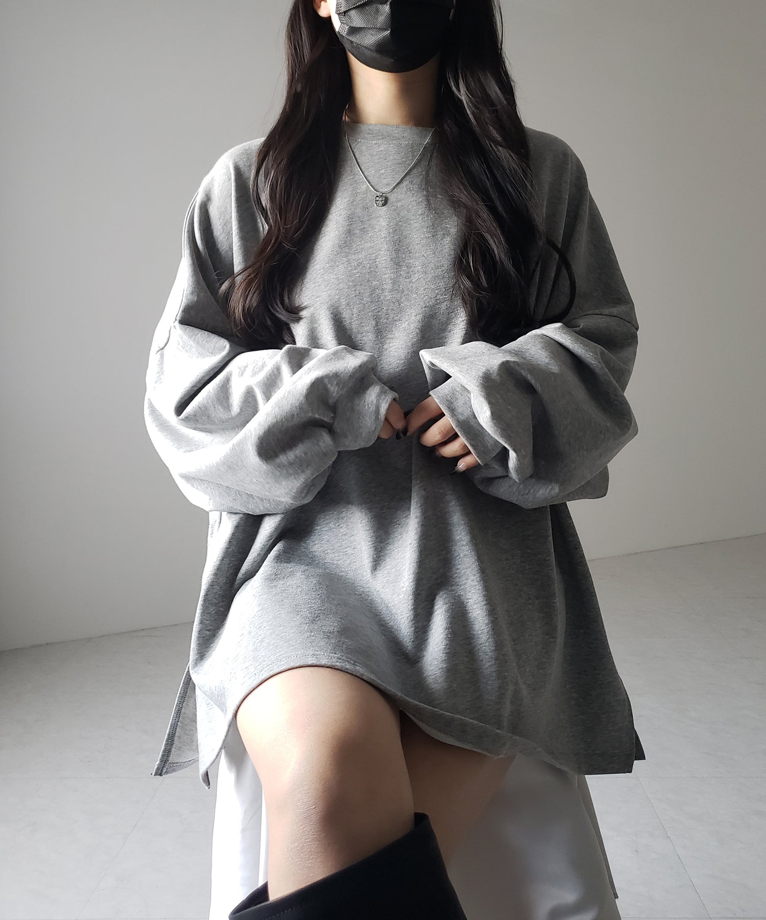 【 3color 】ボリュームスリーブBIGスウェットロンT / big sweat long Tee