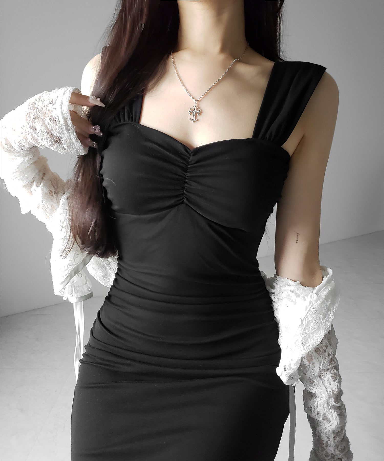 シャーリングロングタイトマーメイドキャミワンピ / shirring long tight mermaid cami onepiece
