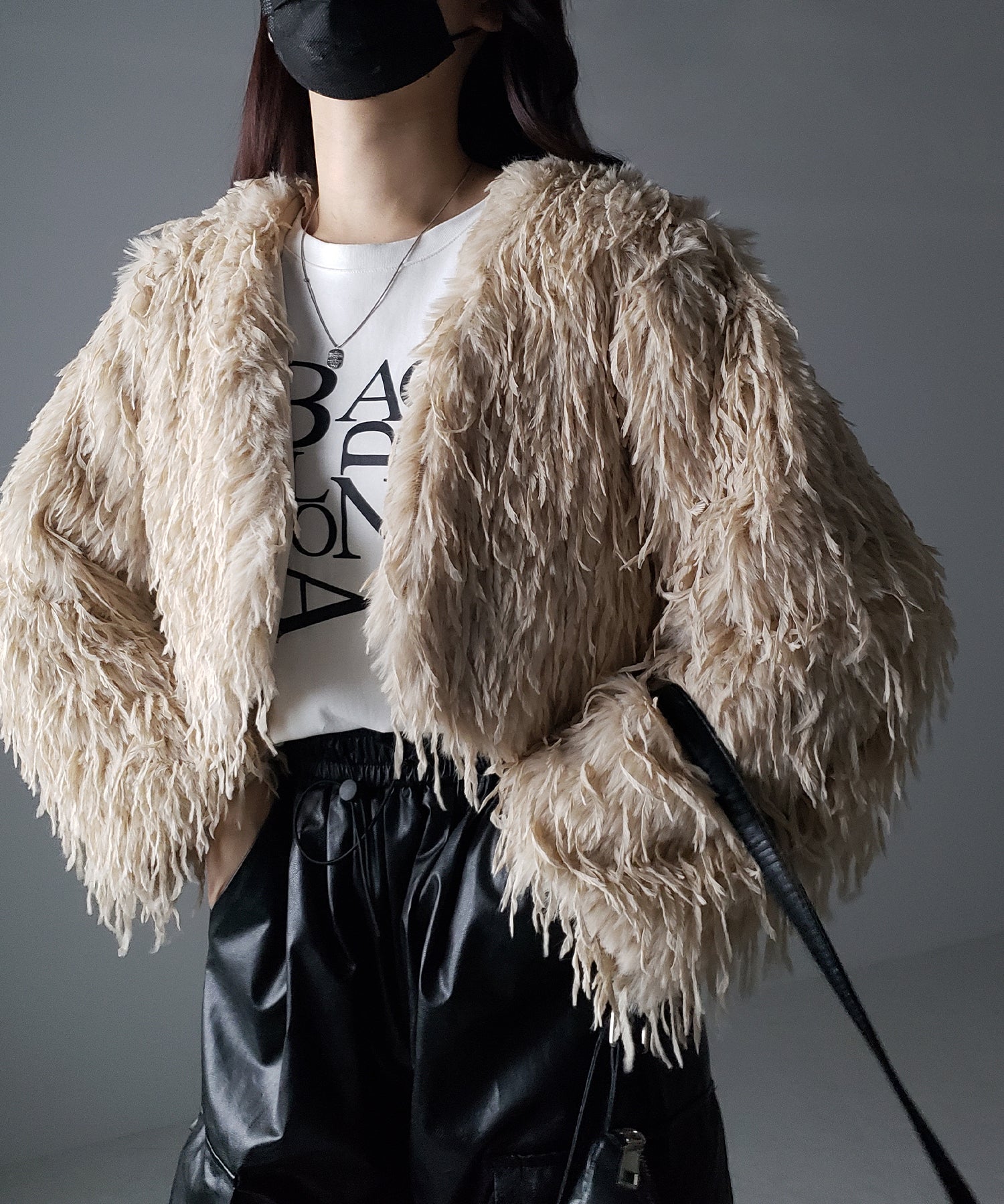 【 4color 】ムードフェザーワイドスリーブショートカーディガン/ mood feather wide sleeve short cardigan
