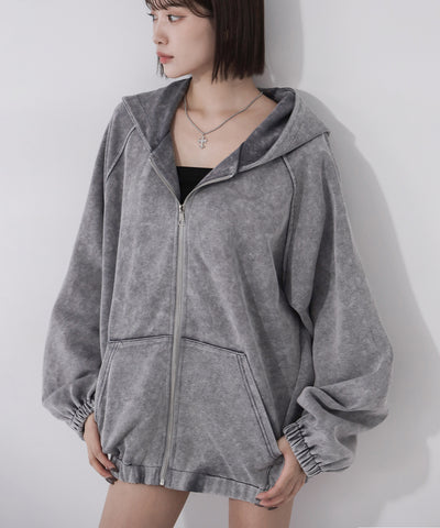 ピグメントヴィンテージ加工ジップアップパーカー / Pigment vintage zip-up hoodie