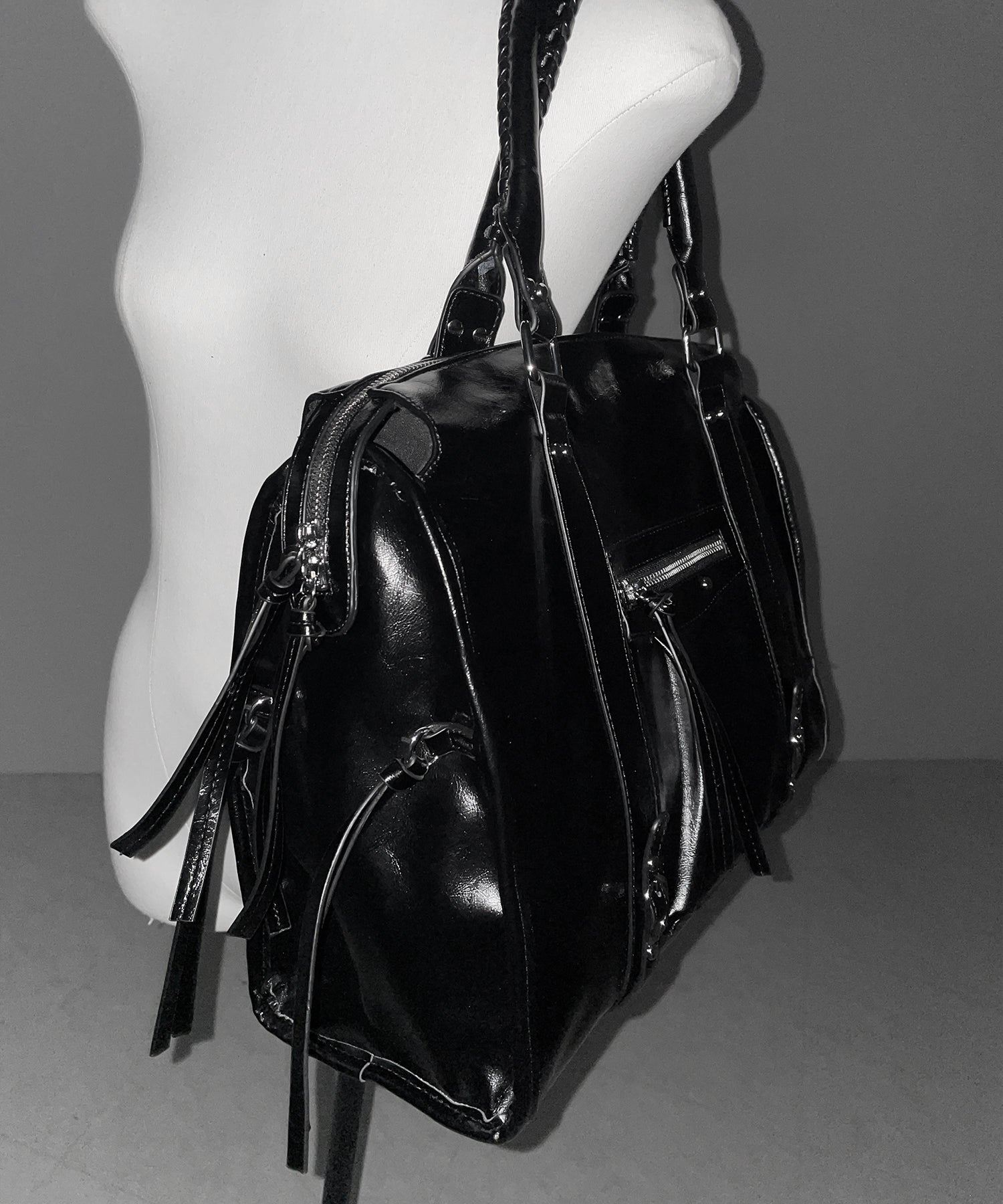 ヴィンテージフェイクレザーボストンエディターズバッグ / vintage fake leather boston editors bag