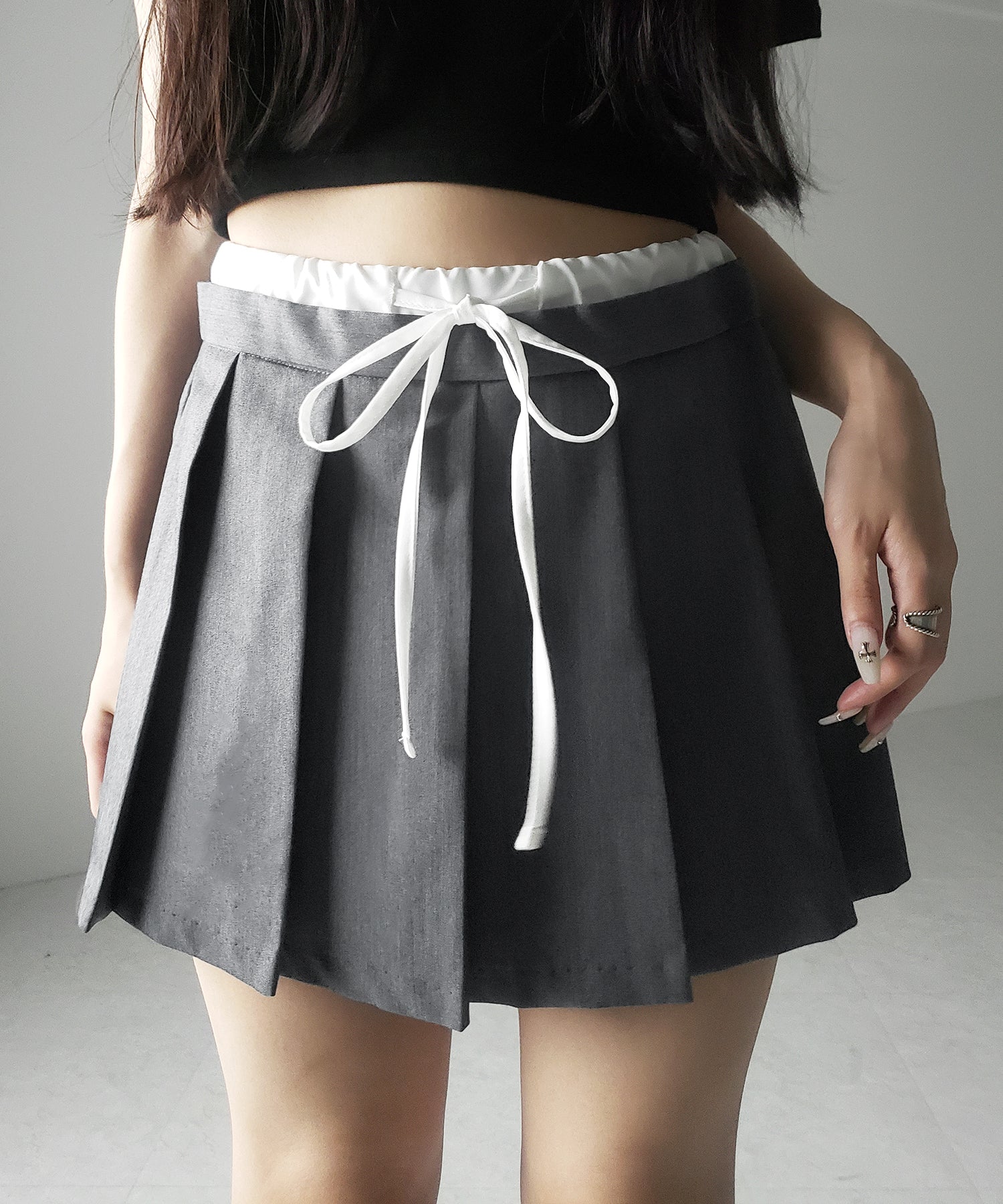 【 2color 】レイヤードプリーツミニスカパン / layered pleated mini skirt pants