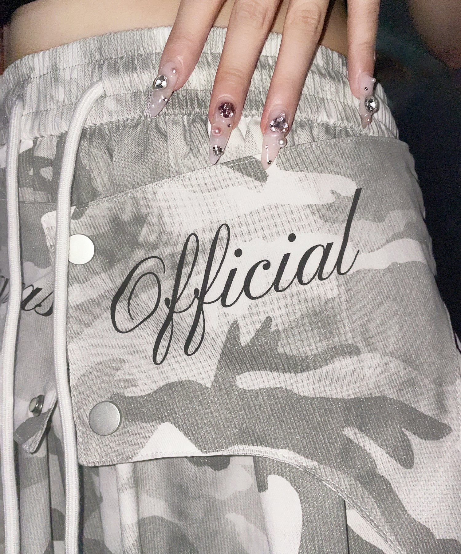 ロゴガーターカモフラタックワイドパンツ / logo garter camouflage tuck wide pants