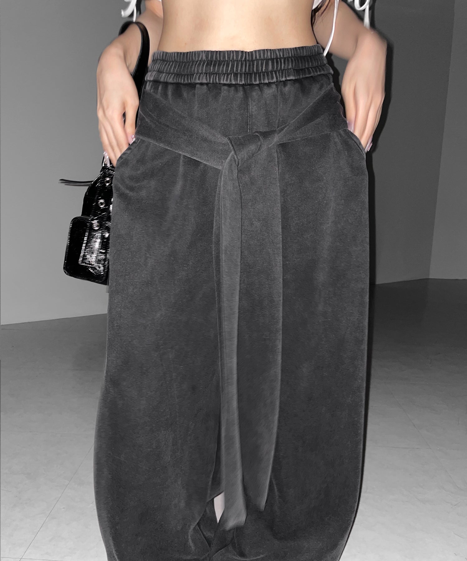 フェイクレイヤードピグメントスウェットワイドパンツ / fake layered pigment sweat wide pants