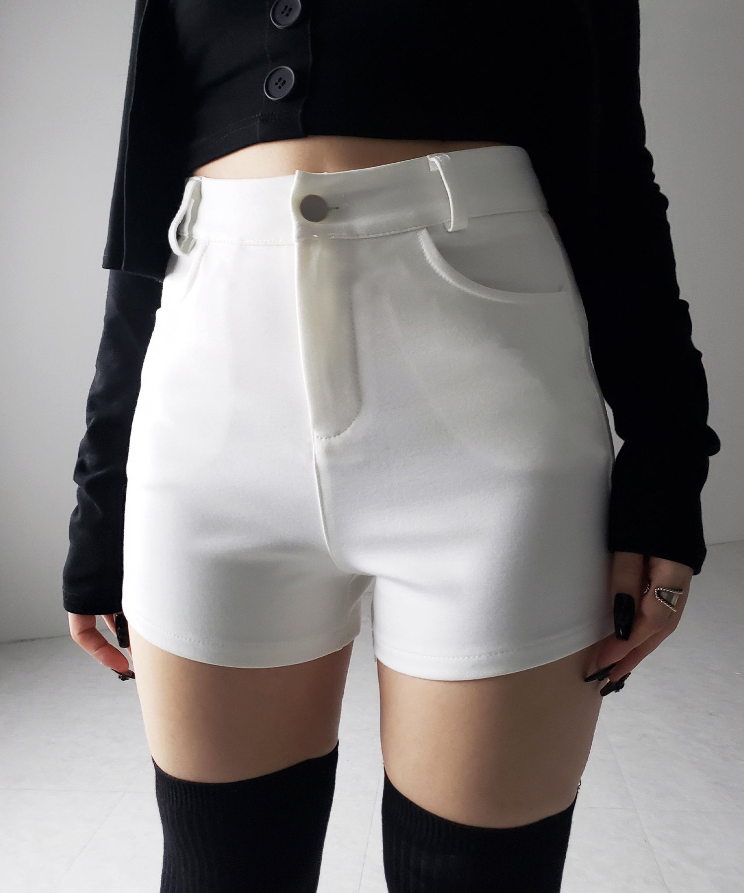 【 2color /4size 】ハイウエストタイトスパンショートパンツ / high waist tight span short pants