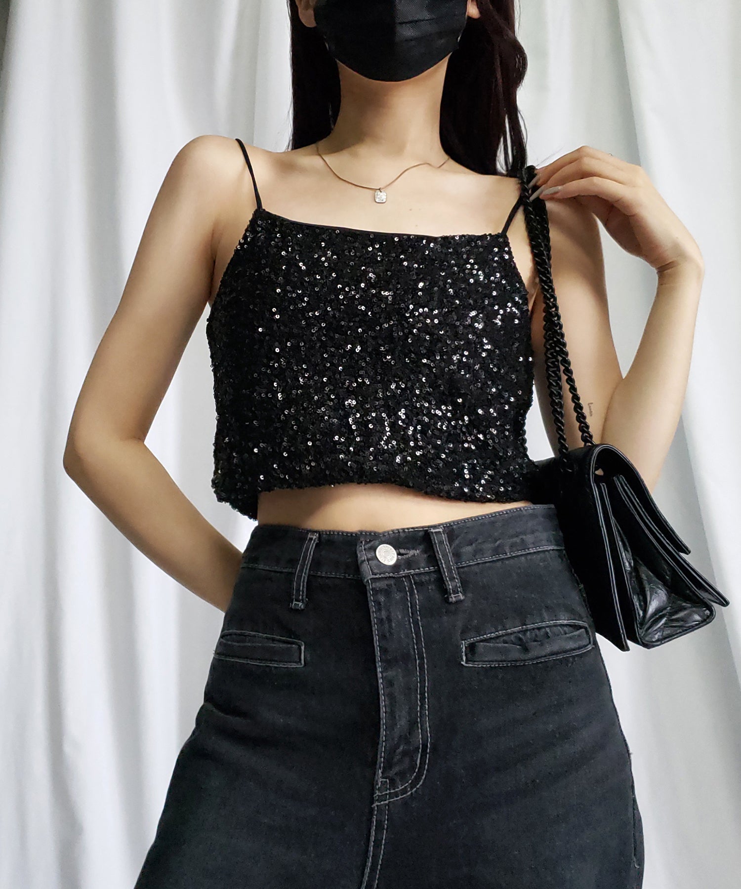 グリッタースパングルショートキャミソール / glitter spangle short camisole