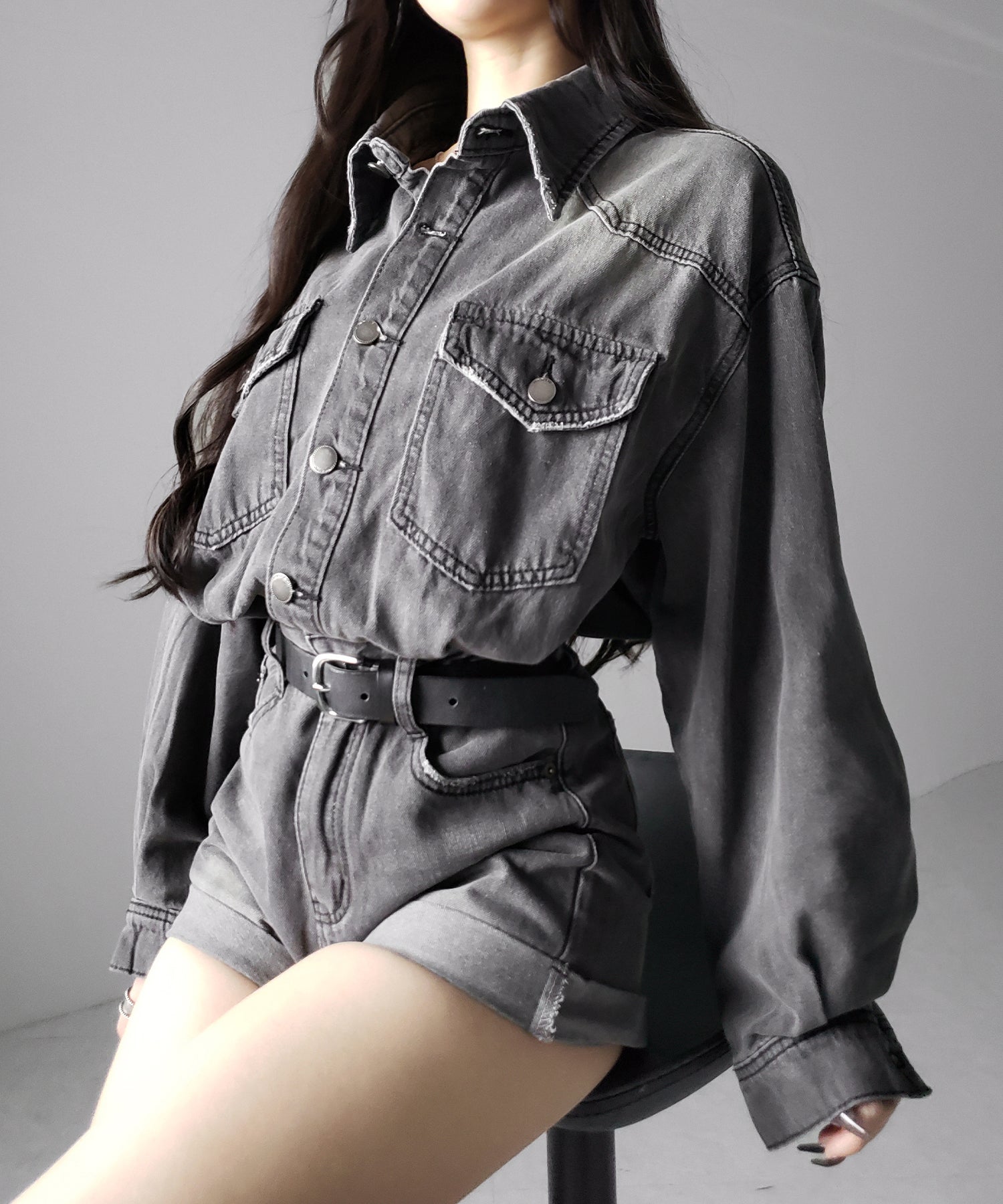 ヴィンテージデニムハイウエストミニオールインワン / vintage denim high waist mini allinone