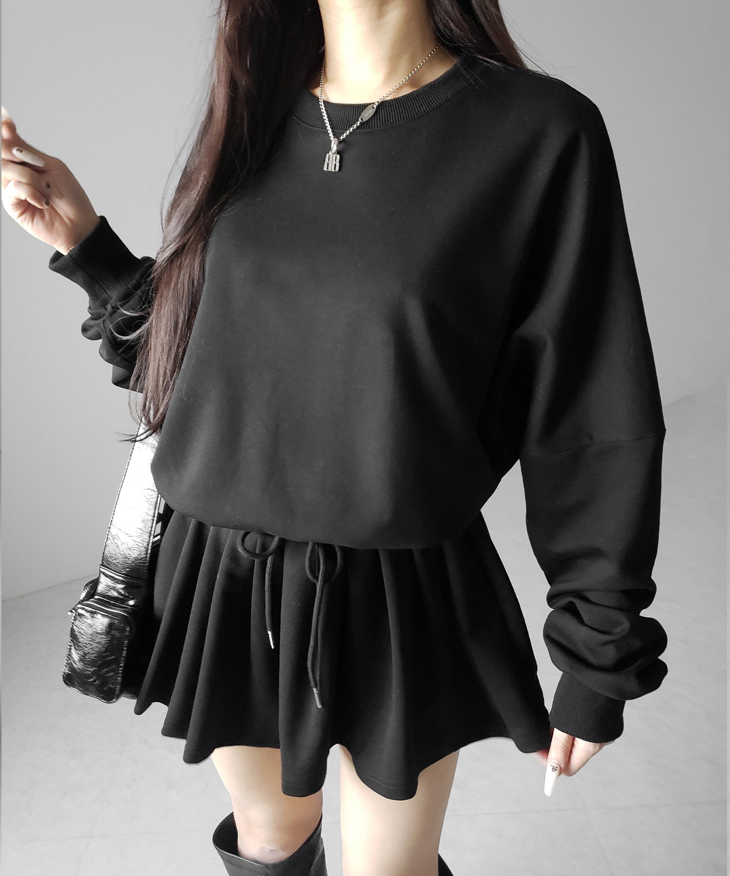 オーバースウェットフレアミニワンピース / over sweat flare mini onepiece