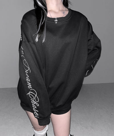レタリングロゴ刺繍スウェットプルオーバー / lettering logo embroidery sweat pullover