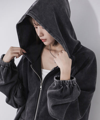 ピグメントヴィンテージ加工ジップアップパーカー / Pigment vintage zip-up hoodie