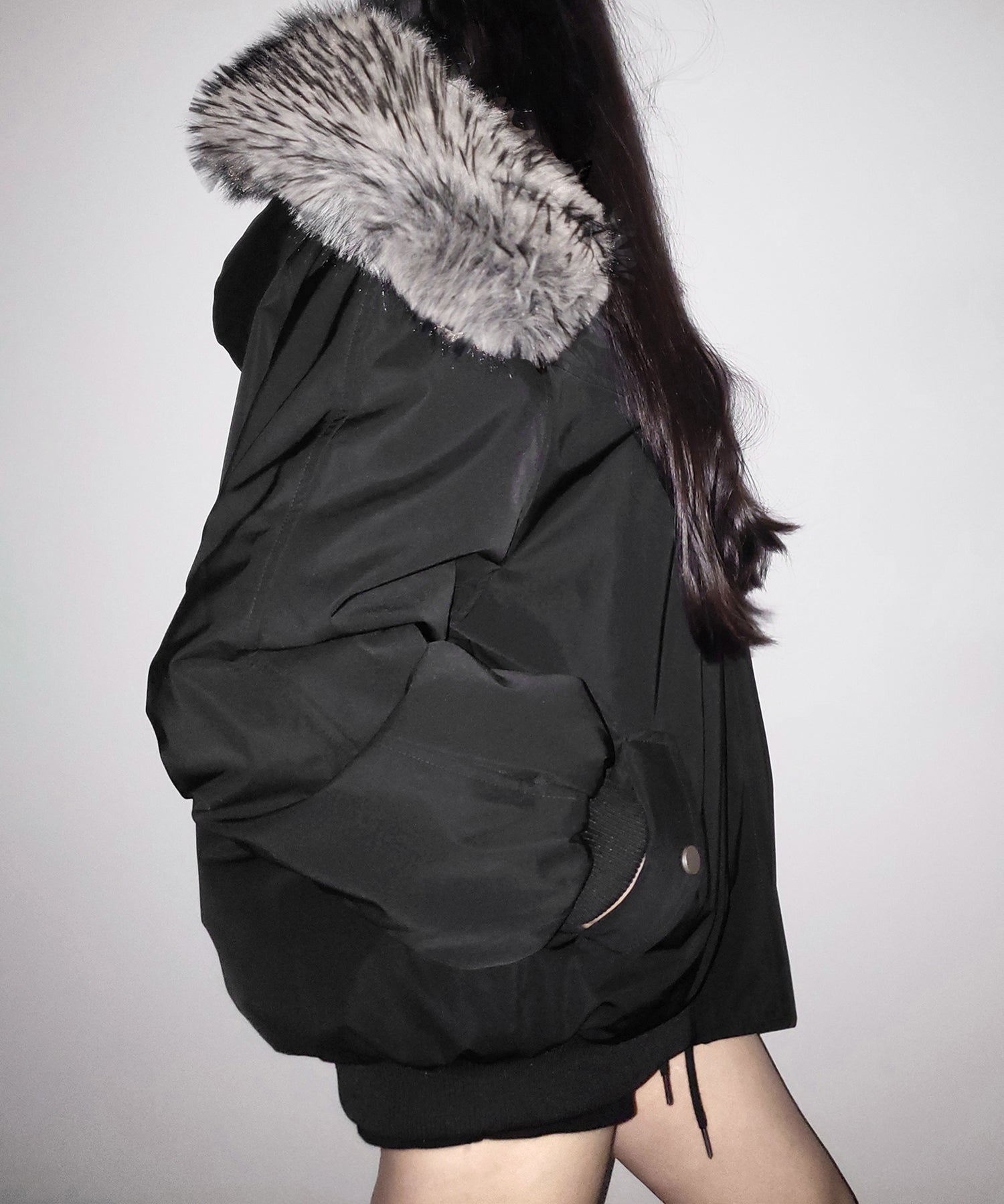 フェイクファーフーディビッグダウンジャケット / fake fur hoodie big down jacket