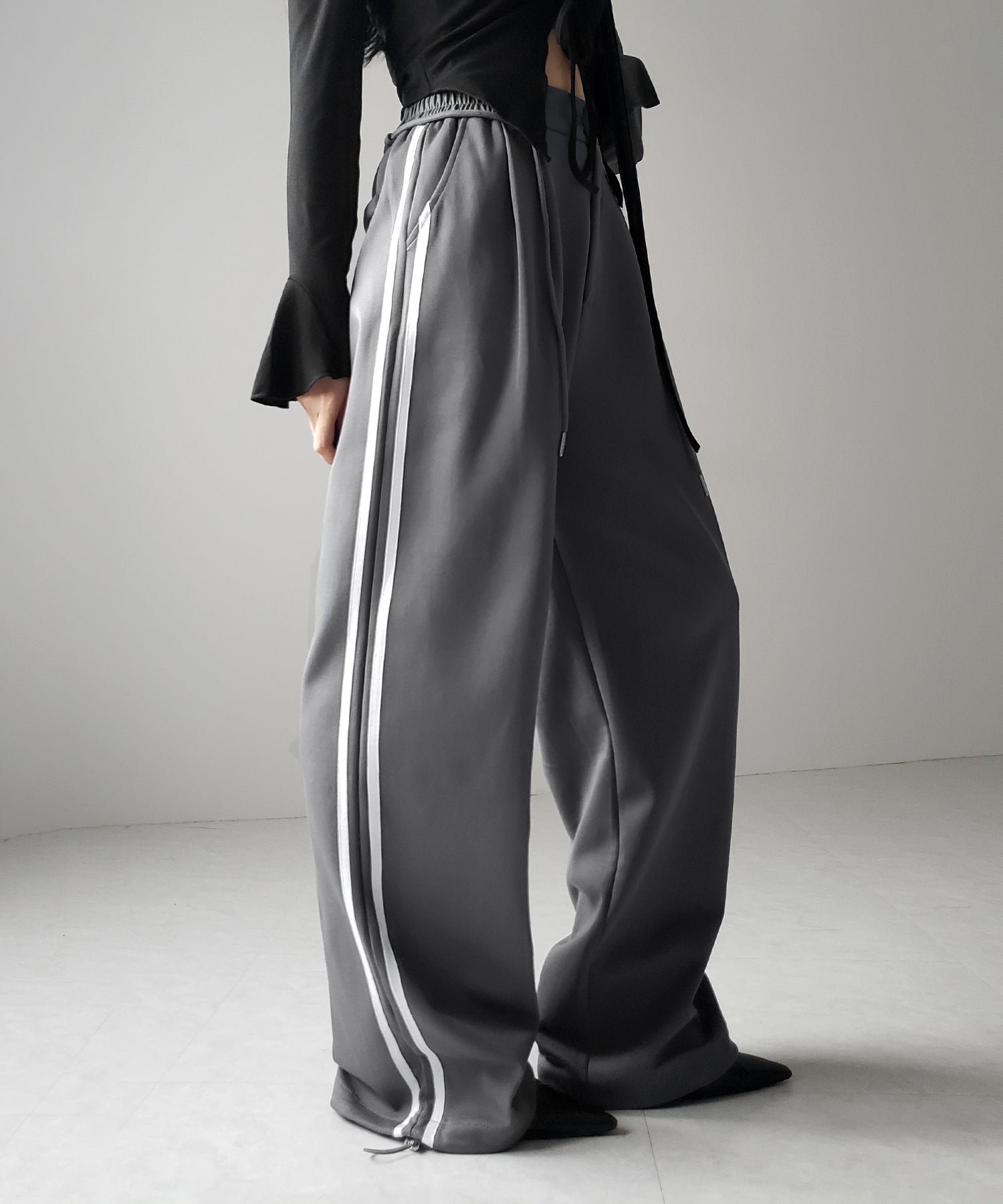 2WAYウエストコードサイドライントラックワイドパンツ