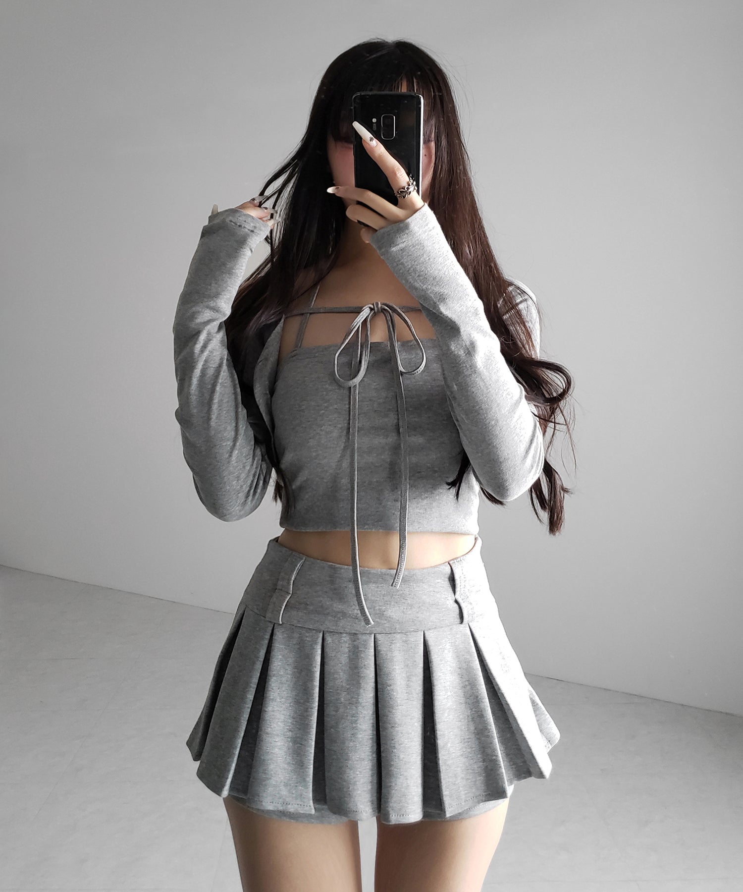 【 インパン裏地付 】プリーツスウェットマイクロミニスカパン / plests sweat micro mni skirt pants