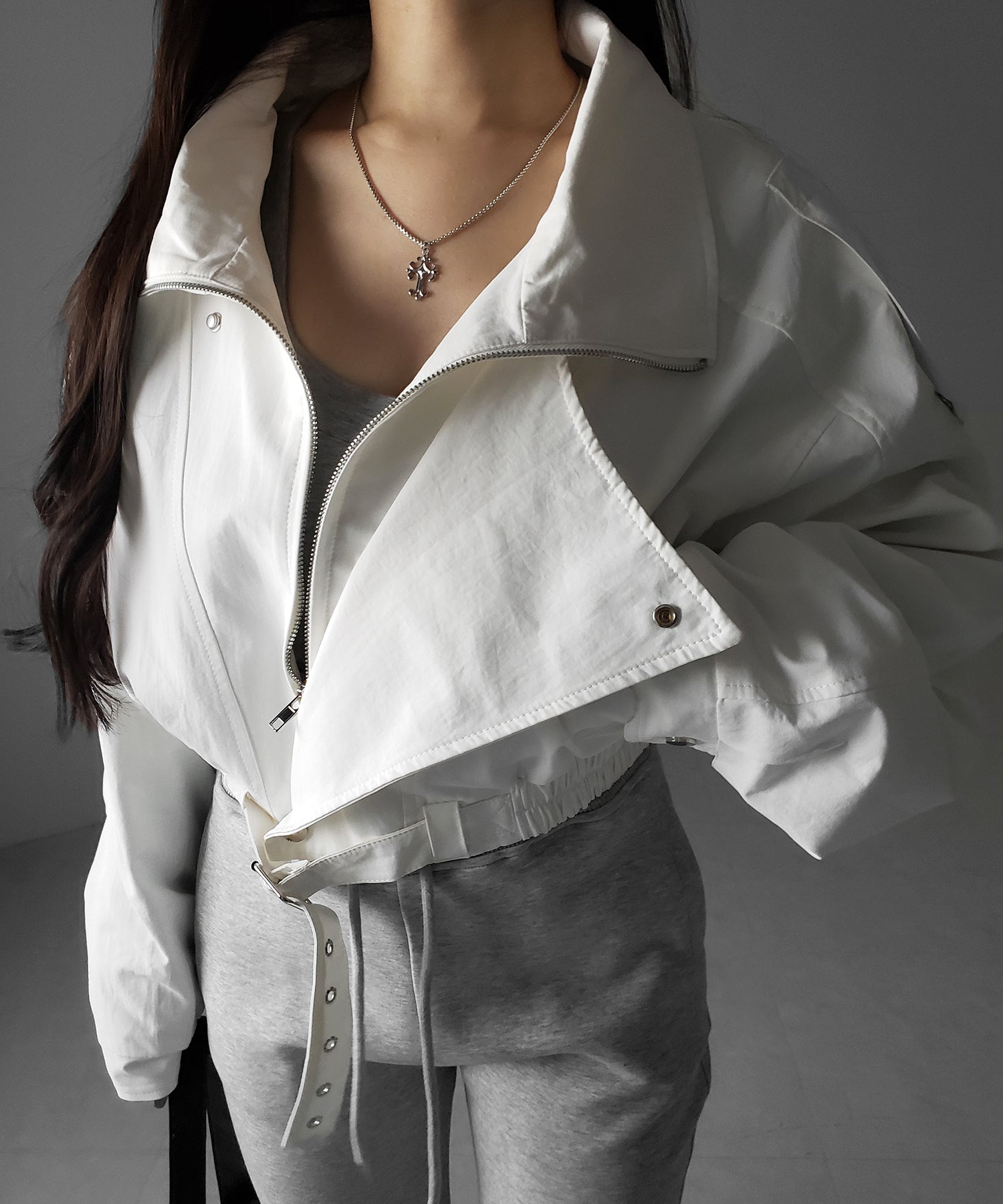 レタリングバックロゴスタンドカラーショートブルゾン / lettering back logo stand collar short blouson